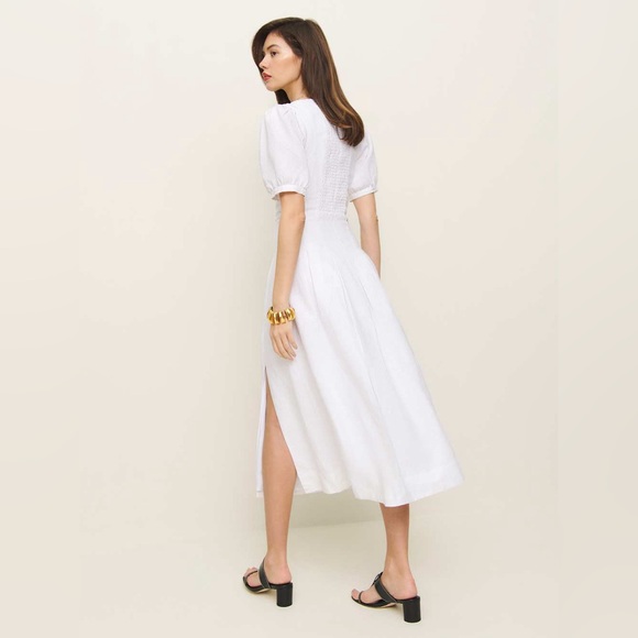 Reformation Coucou Linen Midi Dress in White - Picture 5 of 16